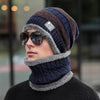 Men's New Fashion Winter Warm Beanie Hat And Scarf Set, Knitted Skull Cap Neck Warmer