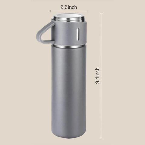 3 Cup 500ML Double-Layer Stainless Steel Vacuum Flask Set | Hot & Cold | Travel Thermos